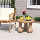 24" Small Solid Mahogany Wood Coffee Table with Thickened Top and Column Legs