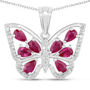 2.07 Carat Genuine Ruby and White Zircon .925 Sterling Silver Pendant