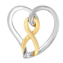 14K Gold and Silver Heart Bow Pendant Necklace