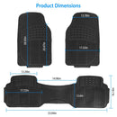 3Pcs Automotive Floor Mats Set Front Rear PVC Rubber Floor Mats Heavy Duty Drive Vehicle Car Mats with Trimmable Design Fit Most Cars SUVs Trucks