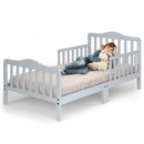 Classic Design Kids Wood Toddler Bed Frame with Two Side Safety Guardrails