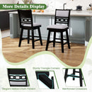 25 Inch Bar Stools Set of 2 with Upholstered Backrest and 360° Rotation Seat-Black