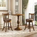 Swivel Bar Stools Set of 2 with Rattan Backrest - Brown