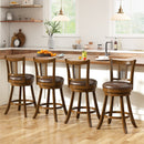 Swivel Bar Stools Set of 2 with Rattan Backrest - Brown