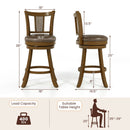 Swivel Bar Stools Set of 2 with Rattan Backrest - Brown