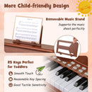 25 Keys Kids Piano Keyboard with Stool Mini Digital Piano Wooden Toy with Adjustable Speed and Volume