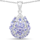 2.64 Carat Genuine Tanzanite and White Topaz .925 Sterling Silver Pendant