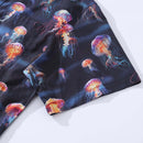 Men's Ocean Hawaiian Short Sleeve Cotton Resort Wear Shirt Jellyfish Print Luminescent Dreams By Amy