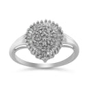 10K White Gold 1/2 Cttw Round & Baguette Cut Diamond Pear Shaped Domed Pavé Cluster with Halo Cocktail Ring (H-I Color, SI1-SI2 Clarity) - Size 5