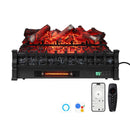 26 Inch WiFi Infrared Quartz Electric Fireplace Insert Logs Heater with Realistic Lemonwood Logs-Black