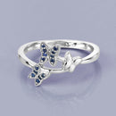 0.14 Carat Genuine Blue Sapphire .925 Sterling Silver Ring