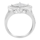 .925 Sterling Silver 2/5 Cttw Princess Cut Diamond Square On Point Cluster Composite Cocktail Ring (H-I Color, SI1-SI2 Clarity) - Size 6