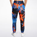 Blue and Orange Paint Splatter Abstract Unisex Cargo Joggers (Fleece Lined)