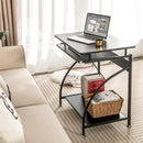 27.5 Inch Laptop Table Computer Desk for Small Spaces with Pull-out Keyboard Tray