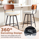 27 Inch Padded Counter Barstools Set of 2 with Metal Legs