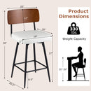 27 Inch Padded Counter Barstools Set of 2 with Metal Legs