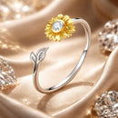 925 Sterling Silver Ring with Pavé Setting CZ, 0.1cm Width, Flower Design for Women