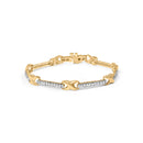 10K Yellow Gold 1.00 Cttw Pave Set Diamond Bar and X-Link 7" Bracelet (I-J Color, I3 Quality)