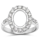 0.60 Carat Genuine White Diamond 14K White Gold Semi Mount Ring - holds 10x8mm Oval Gemstone