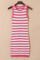 Stripe Hollowed Knit Sleeveless Sweater Dress