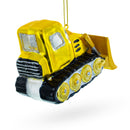 Bulldozer Glass Christmas Ornament