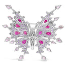18K White Gold 1.00 Cttw Diamond, Ruby Sapphire, and Amethyst Mixed Gemstone Butterfly Brooch Pin (G-H Color, VS1-VS2 Clarity)