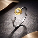 925 Sterling Silver Ring with Pavé Setting CZ, 0.1cm Width, Flower Design for Women