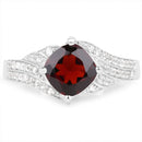 1.67 Carat Genuine Garnet and White Topaz .925 Sterling Silver Ring
