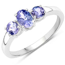 0.90 Carat Genuine Tanzanite .925 Sterling Silver Ring