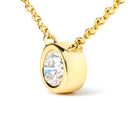 10K Yellow Gold 1/3 Carat Round Brilliant-Cut Diamond Modern Bezel-Set Solitaire 16"-18" Pendant Necklace (H-I Color, SI2-I1 Clarity)