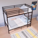 Twin Over Twin Metal Bunk Bed with Ladder and Guardrails