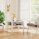 29.5 Inch Round Coffee Table with Storage Shelves for Small Space