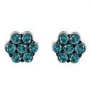 Sterling Silver Treated Blue Diamond Floral Stud Earrings (1 cttw, Blue Color, I2-I3 Clarity)