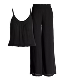 Boston Proper Gauze Blouson Top And Wide Leg Lounge Set, Medium