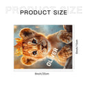 Personalized Lion Cub Wooden Puzzle with Name | Photorealistic Baby Lion, Gold Crown | 60 Pieces | Gift for Boys