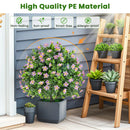 2 Pack Artificial Boxwood Topiary Ball Tree Faux Shrub Bushes with Flowers