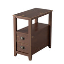 Set of 2 End Table Wooden with 2 Drawer & Shelf Bedside Table