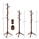 2 Heights Wooden Coat Rack with 8 Hooks