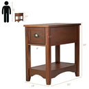 2 Pieces Retro Narrow Tiered End Table with Drawer and Storing Shelf