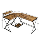 L-Shaped Desk Reversible Corner Computer Desk with Movable Shelf and CPU Stand