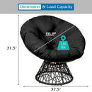 Rattan Papasan Chair Ergonomic 360-degree Swivel Soft Cushion Garden
