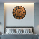 27 Inch Round Wall Clock Decorative Wooden Silent Clock with Battery