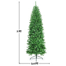 6 Feet PVC Hinged Pre-lit Artificial Fir Pencil Christmas Tree with 150 Lights