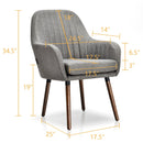 Set of 2 Fabric Upholstered Accent Chairs with Wooden Legs