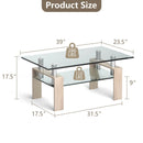 Rectangle Glass Coffee Table with Metal Legs for Living Room