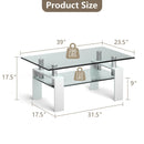 Rectangle Glass Coffee Table with Metal Legs for Living Room