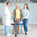 Adjustable Heavy-Duty Folding Walker with Unidirectional Wheels and Bi-Level Armrests-Black