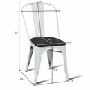 4 Pieces Tolix Style Metal Dining Side Chair Stackable Wood Seat