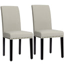 Set of 2 Fabric Upholstered Dining Chairs with Nailhead
