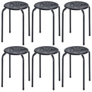 6-Pack Stackable Multifunctional Daisy Design Backless Round Metal Stool Set